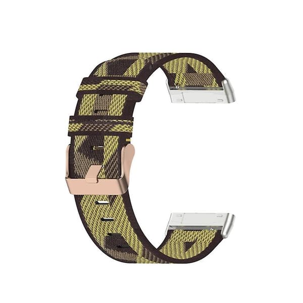 Til Fitbit Versa 4 / Sense 2 Universal Nylon Vævet Canvas Urrem VCU Yellow Stripes