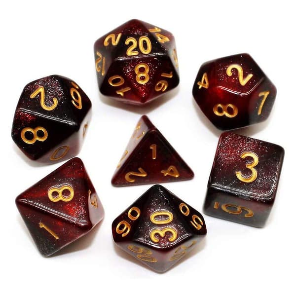 Polyhedral terningsæt til fangehuller og drager Pathfinder-rollespil Glitterterninger med terningpose red