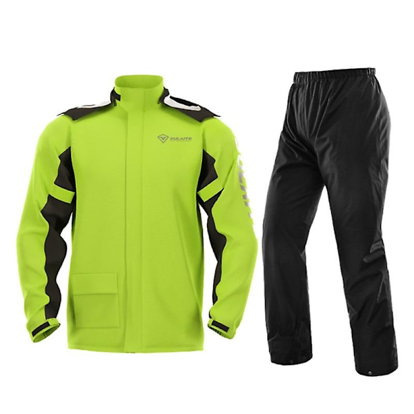 Vattentät regnkappa byxor set med osynliga cover Regntät kostym för mortorcykling Cykling Fiske Camping Green XL