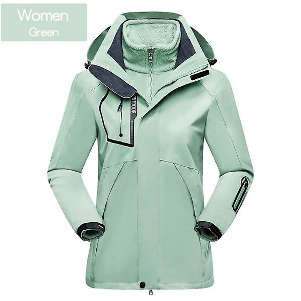 Dame Ski Wear Winter Warm Ski Hettegenser Sett Vindtett Vanntett 3 I 1 jakke green xl
