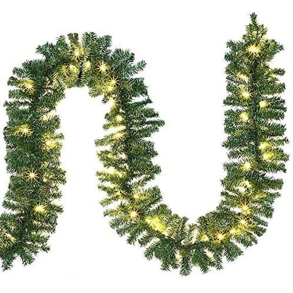 Julegirlander 2,7 m Girlander 30 LED Juleinnendørs Utendørs Juledekorasjon Gran Girlander Varm Hvit