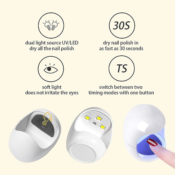 Mini UV LED -kynsilaite, söpö muna, sopii yhdelle sormelle SIURN