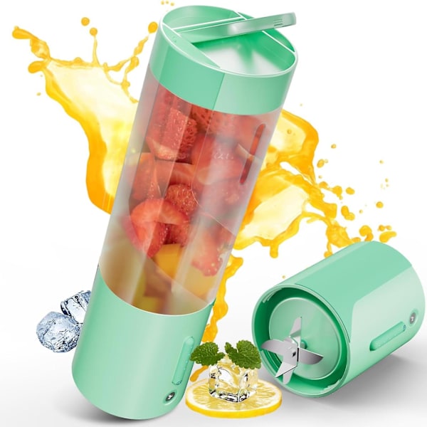 Bärbar mixer med 6 ultraskarpa blad USB-laddningsbar 450 ml grön