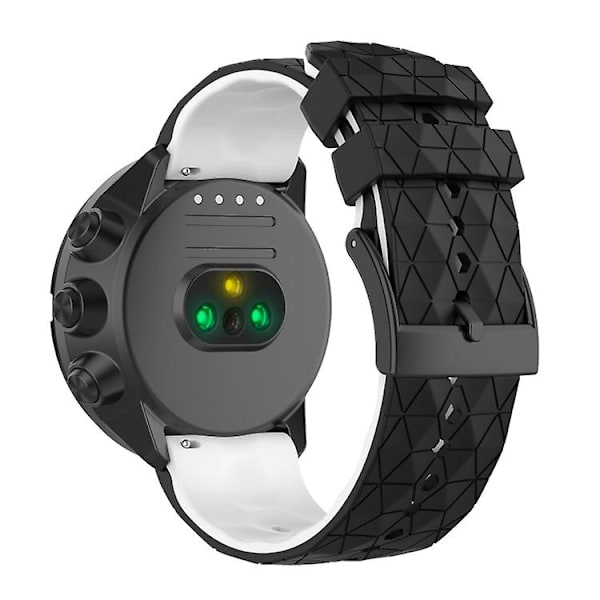 For Suunto 9 tofarget silikonklokkerem Black White