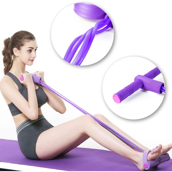 Fitness Sit-up Träningsutrustning Pedal Elastisk Drag Rep för Hem Yoga Workout Multifunktionell Pedal Arm Ben Tränare Singel Bodybuilding Slumpmässig