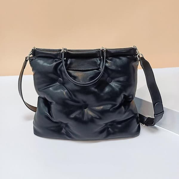 Stor vadderad tygväska Dam Casual Varm axelväska black