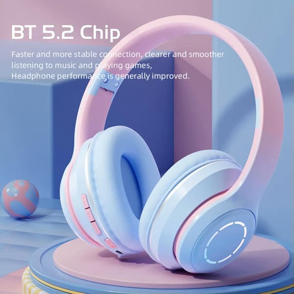 Ægte trådløse Bluetooth-øretelefoner til børn Trådløse Bluetooth-hovedtelefoner Stilfulde søde hovedtelefoner Lilla