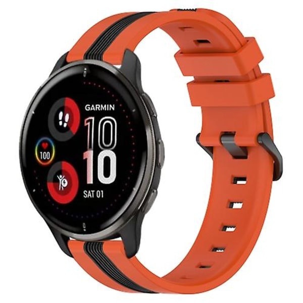 För Garmin Venu 2 Plus 20 mm vertikalt tvåfärgs watch Orange-Black