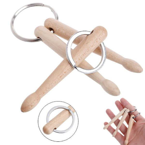 Mini Drum Sticks Nøglering Træ Drumsticks Nøglering Kæde Keyfob Percussion Gift