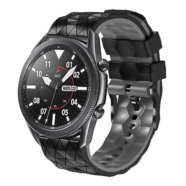 För Ticwatch Pro 3 Lite 22 mm fotbollsmönster Tvåfärgs silikonrem Black-Grey