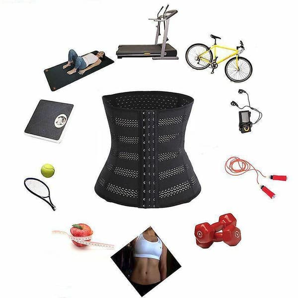 Åndbar Dame Taljetræner Body Shaper Slankning Mavebælte Black L