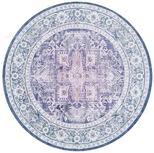 Boho rundt teppe, hjemmeinnredning tepper Sklisikkert og vaskbart for soverom bad (Stil 3/80X80cm)