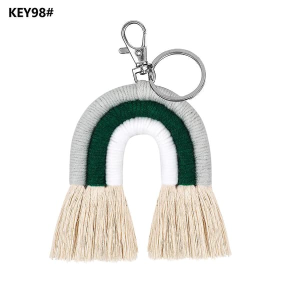 Dejlig vævende regnbue nøglering Boho håndlavet nøgleholder til skolehåndtaske KEY55