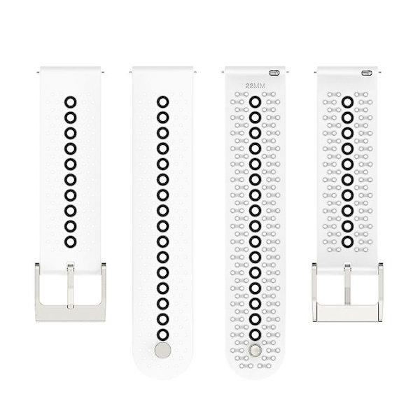 Til Suunto 9 Peak Universal Colorful Hole Silicone Watch Band White Black
