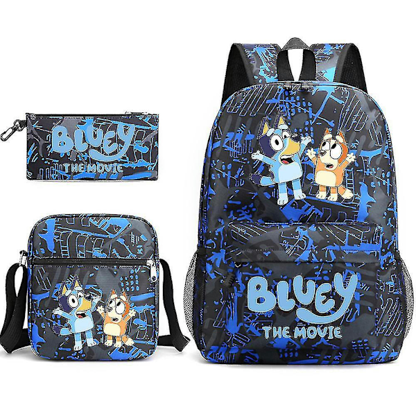 Bluey Tredelad skolväska ryggsäck Blue Flower  4