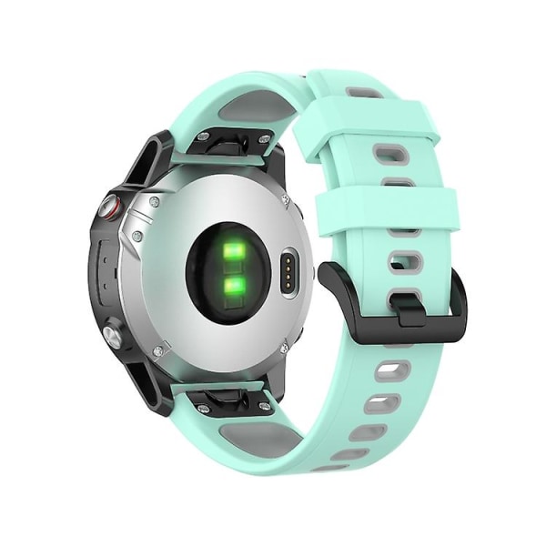 Til Garmin Fenix ​​6 tofarvet silikone urrem Teal Grey