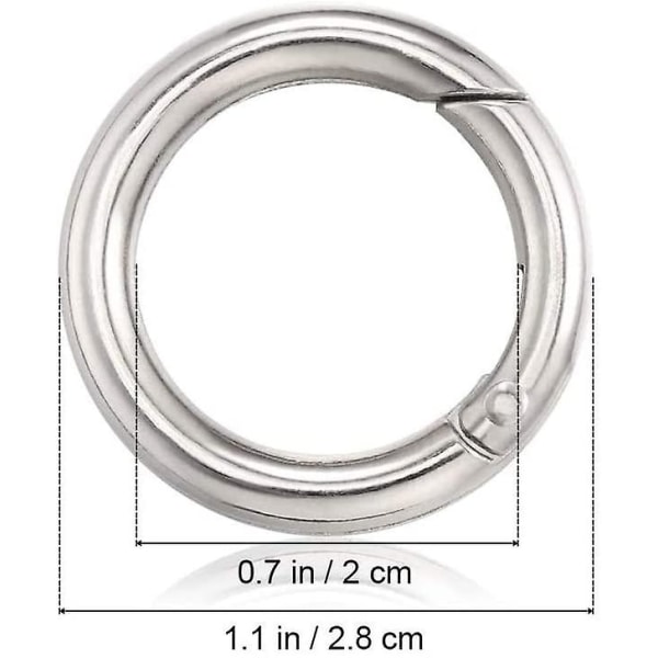 30 kpl pyöreä karbiinirengas, mini 20 mm pyöreä karbiinihaka avaimenperä