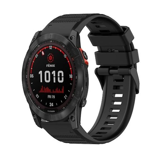 För Garmin Fenix ​​7x Solar 26 mm horisontell textur watch med borttagningsverktyg Black