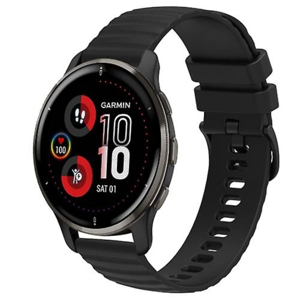 Til Garmin Venu 2 Plus 20 mm Wavy Dot Pattern Solid Color Silicone Watch Band Black