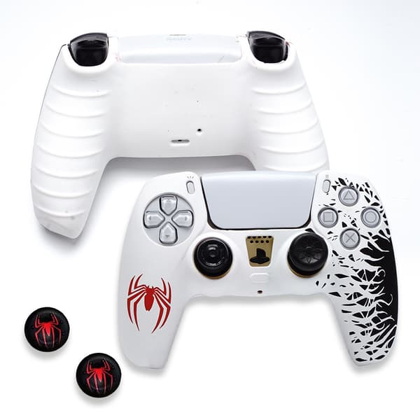 Silikonskal för PS5-handkontroll med 2 joystick-skydd, Vit