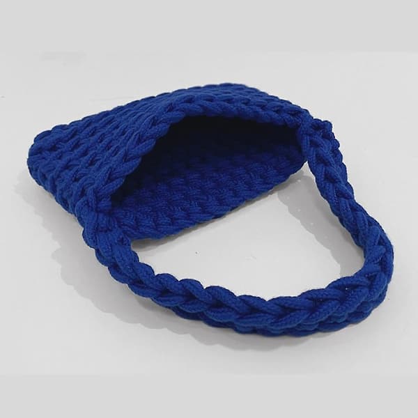 Stickade Damhandväskor Casual Rope Woven Axelväska Blue