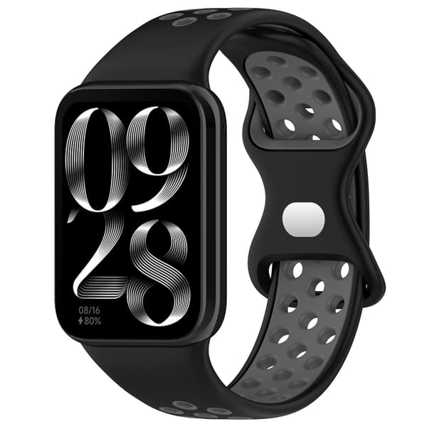 Rem til Xiaomi Smart Band 8 Pro To-tonet Silikonerem (Sort Grå)