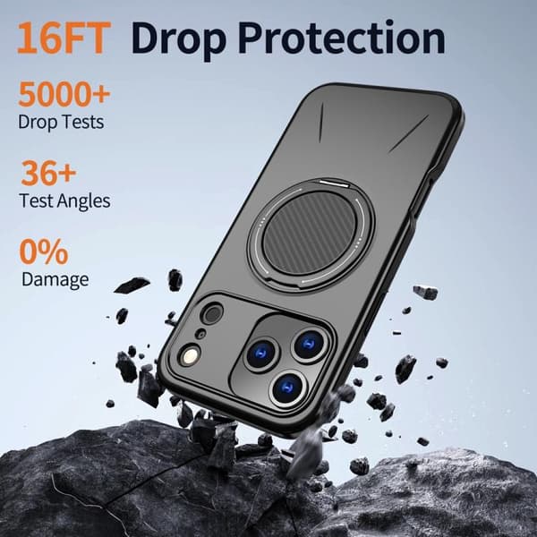 deksel til iPhone 17 Pro med metallbrakett, grå
