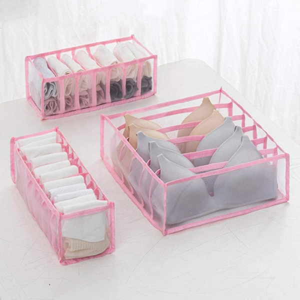 Alusvaatteet Organizer Set -taitettava Alusvaatteet Drawer Organizer Pink 6 7 11 grid