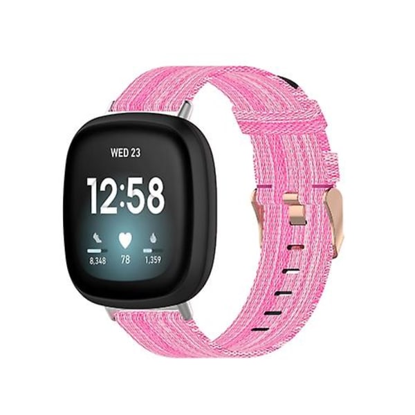 For Fitbit Versa 3 Nylon Weave Canvas Watch Band Pink