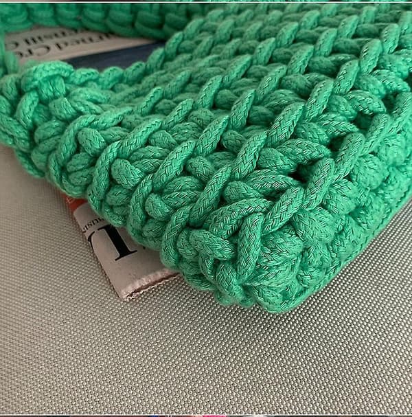 Stickade Damhandväskor Casual Rope Woven Axelväska Green