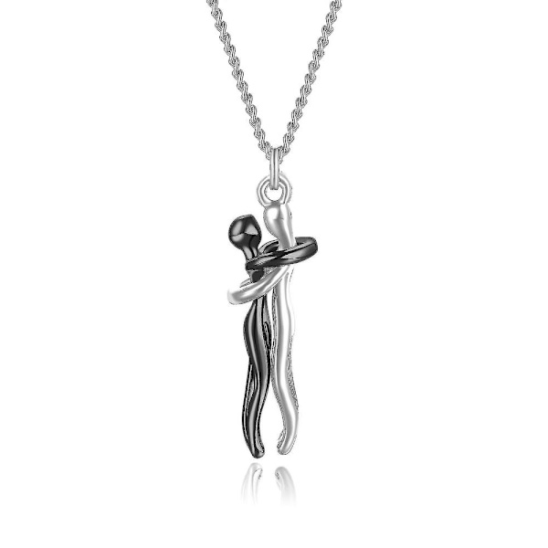 Halauspari kaulakoru S925 Sterling hopeakaulakoru Halauskoru Rakastettu koru Hänelle ja Hänelle, rakastajan ystävänpäivälahja Black and Silver