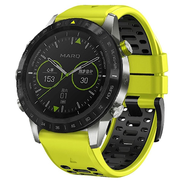 Silikonarmband för Garmin Fenix 7/ 7 Pro 22mm Tvåfärgad med 3 rader hål Lime Black