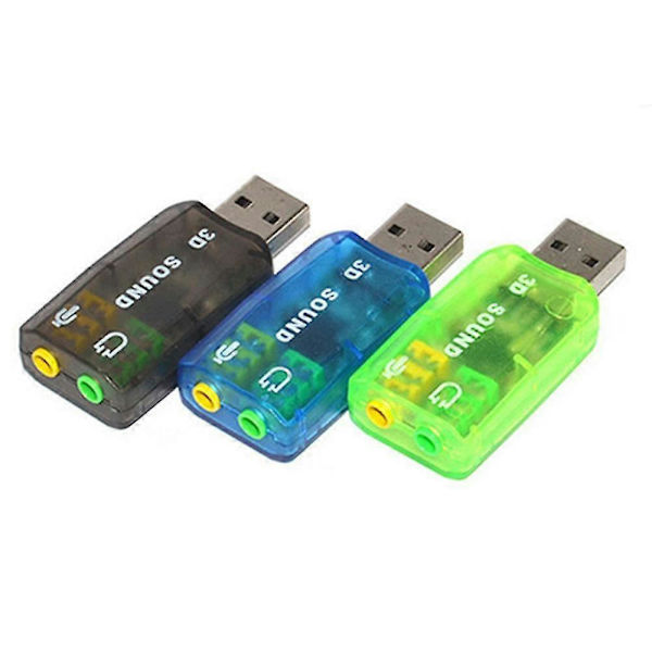 5.1 kanals USB til 3,5 mm jack lydadapterkonverter PC 3D eksternt lydkort
