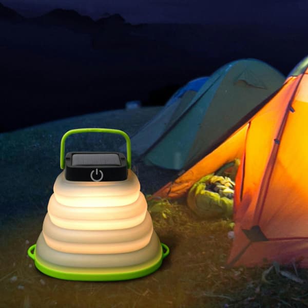 Solcellsladdad hopfällbar campinglykta - Vattenresistent Black