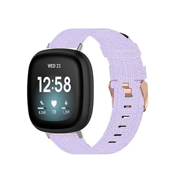 Til Fitbit Versa 4 / Sense 2 Universal Nylon Weave Canvas Watch Band Light Purple