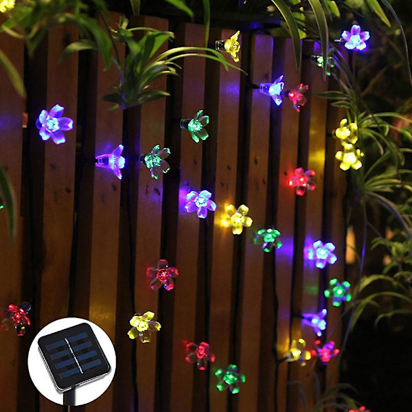 7m Ip65 Vedenpitävä Sakura Keiju Aurinkokenno 50leds Valosarja Puutarhajuhla Dekor White