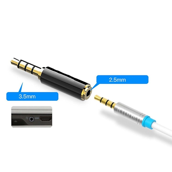3,5 mm til 2,5 mm lyd stereoadapter Pluggkonverter hodetelefonadapter Bytt