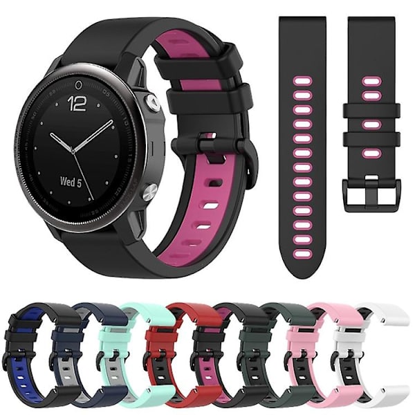 För Garmin Fenix ​​5s 22 mm silikon watch i två färger Pink-Black