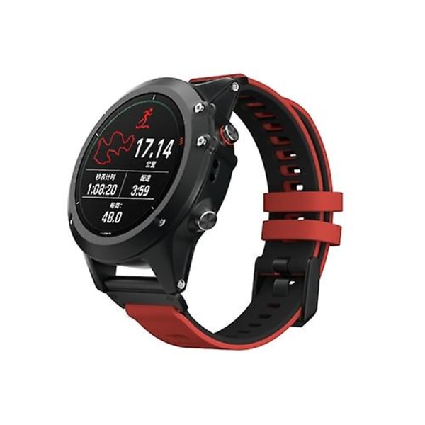 Til Garmin Fenix ​​6 tofarvet silikone urrem Red Black