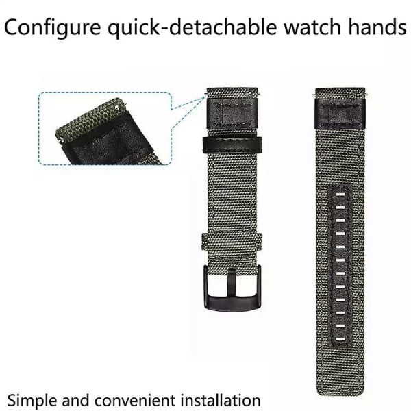 For Garmin Venu Sq 20 mm Canvas Slitasjebestandig klokkerem Green