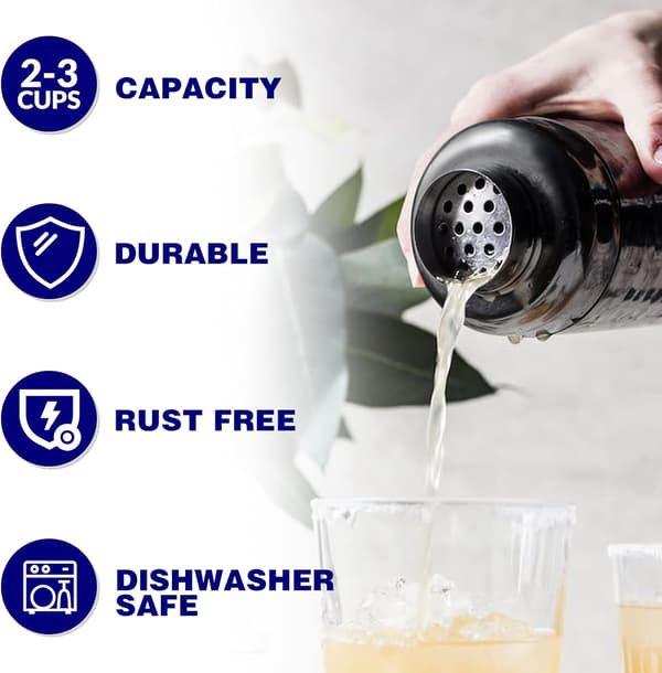 750 ml Professionelt Boston Cocktail Shakersæt i rustfrit stål, sort