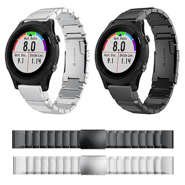 Til Garmin Forerunner 935 22mm Tortoise Shell rustfrit stål urbånd Sliver