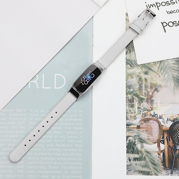 For Fitbit Luxe Leather Watch Band White