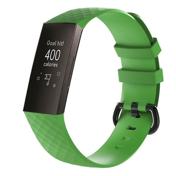 Diamantmønster silikonklokkebånd for Fitbit Charge 4 Stor størrelse: 210*18 mm Green