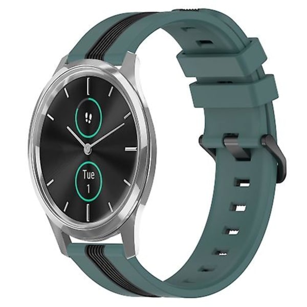 For Garmin Garminmove Luxe 20 mm vertikalt tofarget silikonklokkebånd Green-Black