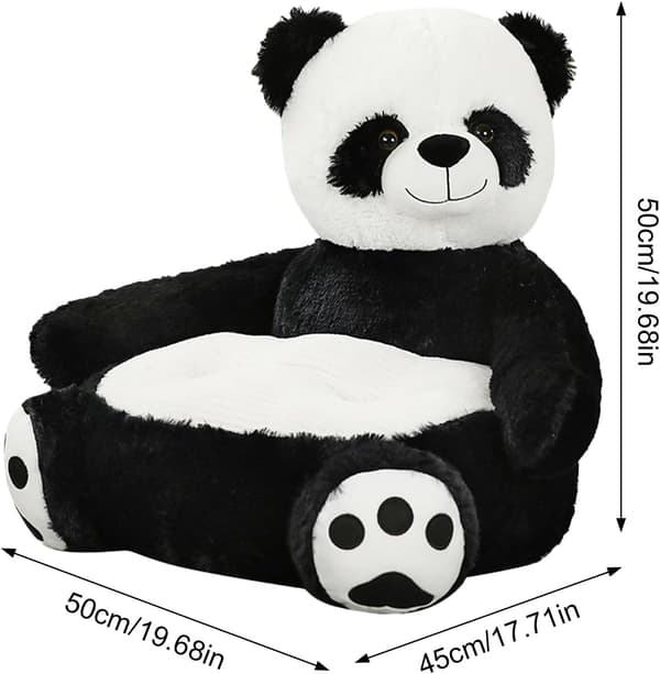 Barnsoffa, mjuk och bekväm plyschsoffa, barnrumsinredning (Panda)