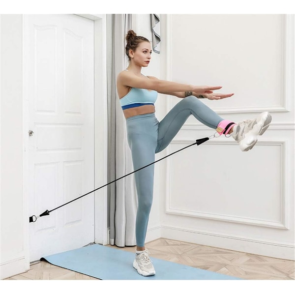 Fitness Ankelfastgørelser - Justerbare Benærmer Hme Wrkut Heavy Duty Eercise med Dør Ankr - Forbedre Ben Abs og Formning af Balder, pink