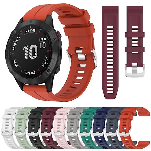 Til Garmin Fenix ​​6 Gps 22 mm ensfarvet silikone urrem Light Green