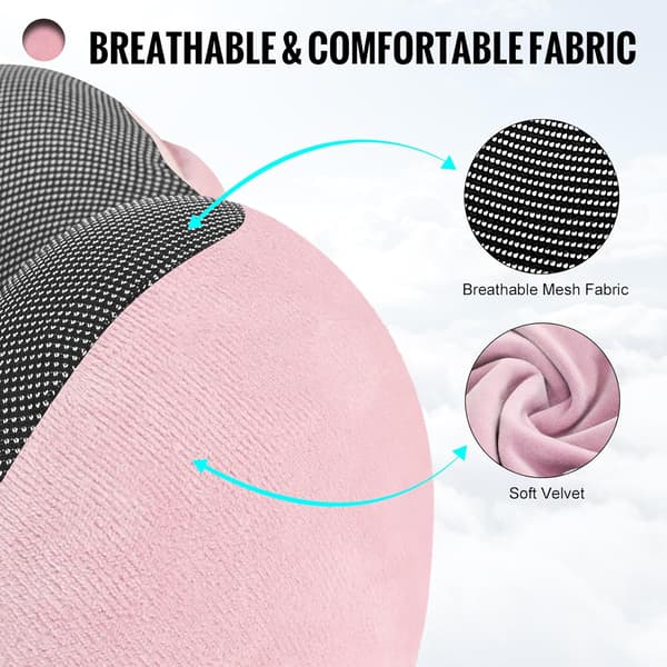 U-formad resehuvudkudde i memory foam, rosa