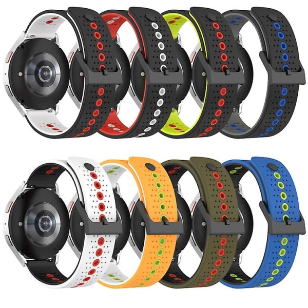 Til Garmin Venu Sq 20 mm Tricolor åndbart silikone urbånd White-Black-Red